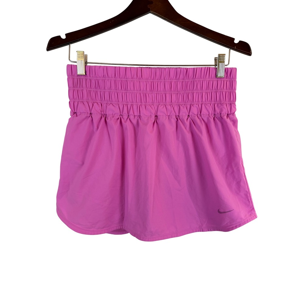 Nike Dri FIT High Waisted Smocked Running Skort Women Medium Pink Activewear